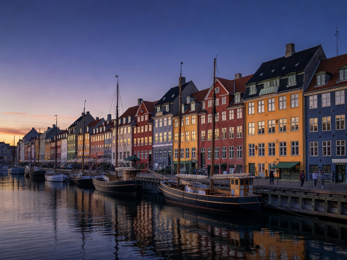 Copenhagen harbor at twilight